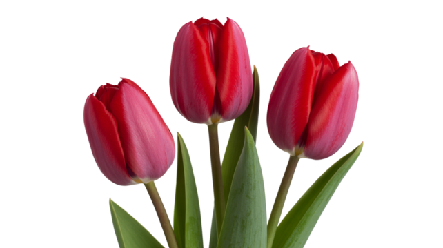 Elegant red tulips create feelings of love and fresh spring beauty for your designs and creative projects
