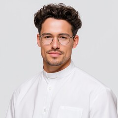 Obraz premium Minimalist Studio Portrait of Young Man