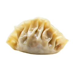 A dumpling resting on a gray surface, showcasing its round form and delicate folds, isolated on transparent background