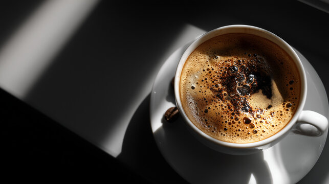 Minimal coffee scene with espresso cup