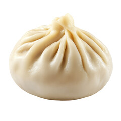 A dumpling resting on a gray surface, showcasing its round form and delicate folds, isolated on transparent background