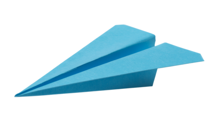Take flight with this playful blue paper airplane, ideal for creative projects and symbolizing innovation