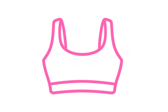 Sports bra line art icon representing fitness, workout, activewear, and women's sportswear design element