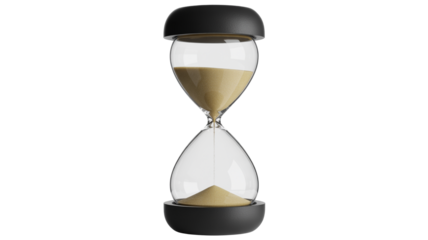 Modern hourglass with flowing sand tracks time, representing deadlines, productivity, and time management