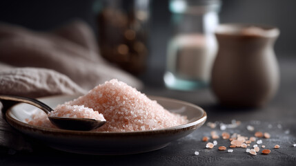 Gourmet pink salt pile in a dish