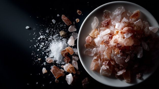 Top view of gourmet pink salt pile - Powered by Adobe