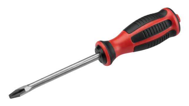 Red handled screwdriver ready for home repair projects and DIY tasks around the house and professional jobs