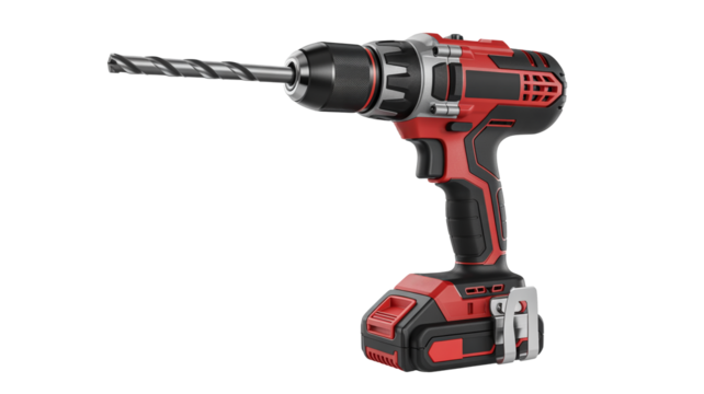 Powerful cordless drill with battery pack for home improvement and construction projects royalty free ready