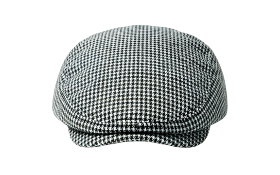 Houndstooth flat cap isolated on transparent background, front view - Powered by Adobe