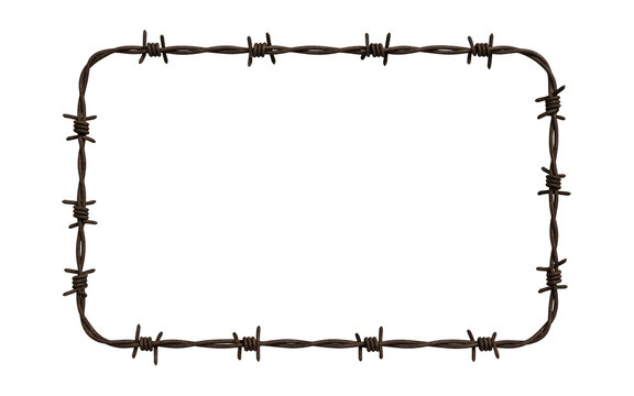 Barbed wire frame isolated on transparent background for design