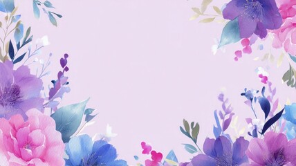 Fototapeta premium Watercolor floral frame on white background. AI image