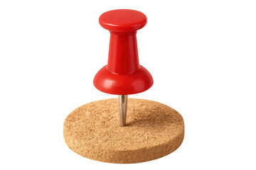 Red pushpin securing a cork round, ideal for office organization, planning, and holding important notes