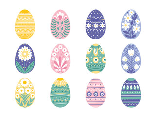 Spring Easter Egg Collection with Decorative Patterns