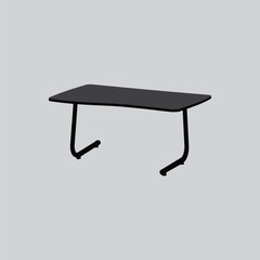 A simple black laptop table with folding legs is shown against a light gray background