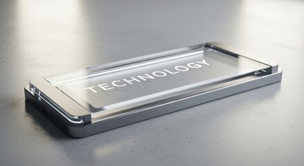 Conceptual transparent smartphone representing future communication and technological innovation on a sleek metallic background