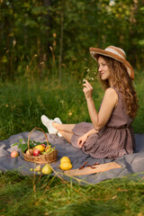 caucasian woman fashion influencer summer dress campaign