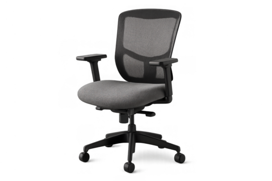 Ergonomic office chair providing comfort and support for professional remote work and in-office setups, transparent background