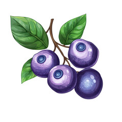 Clipart of a blueberry, showcasing its round shape and vibrant blue color, isolated on transparent background