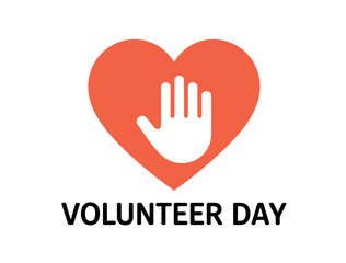 Fototapeta premium A graphic illustration of a heart with a hand symbol inside, representing volunteer day and selfless service.