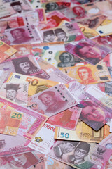 Money background, currency exchange, paper banknotes from different countries. Money cash currency