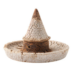 Unique cracked ceramic incense burner with cone, adding an artistic touch to your space isolated on transparent background