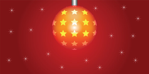 Christmas Ornament Ball with Star Pattern on Red Background – Festive Holiday Decoration Illustration