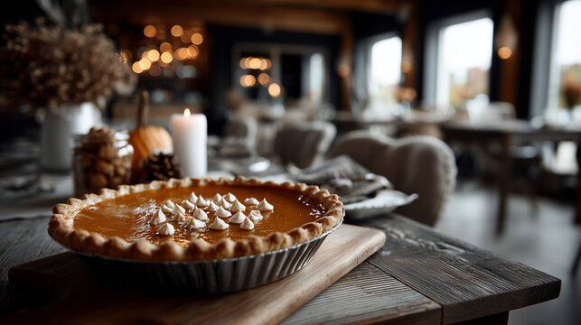Freshly baked pumpkin dessert with whipped cream swirl