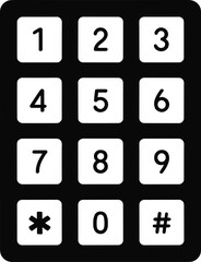 Black keypad with white numbered buttons and symbols numbers keyboard