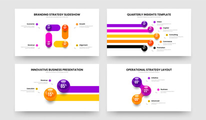 Fototapeta premium Minimalist Planning 4 5 2 3 Element Graph Presentation Layout Set. Advertising Review Four Five Two Three Step Infographic Slideshow Template Vector Illustration Collection.