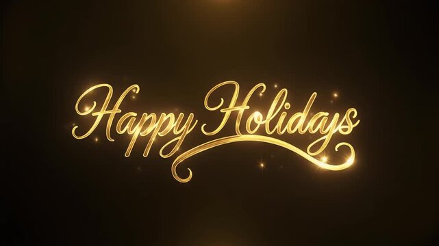 Golden Holiday Greetings with Sparkles on a Dark Background - Festive Typography