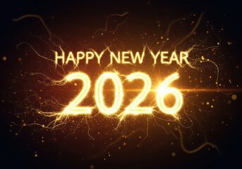Happy new year 2026 glowing gold particle light effect design