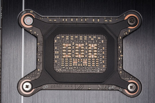 Circuit board part with graphics processor mount of graphics card - Powered by Adobe