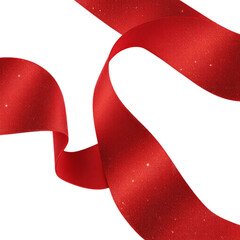 A red ribbon gracefully curves and twists against an isolated on transparent background, creating a visually appealing design