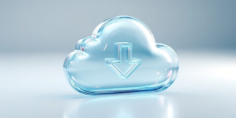 Modern cloud icon with download symbol designed to represent digital storage and online file sharing