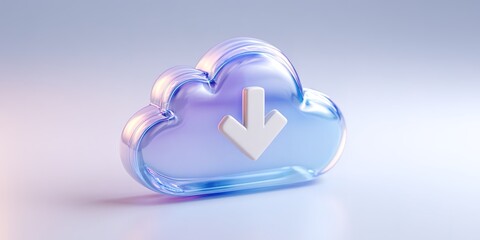 Download symbol in a modern cloud design with soft pastel colors suitable for digital themes