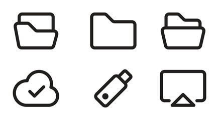 Streamline your workflow with these modern file management icons, perfect for web design, app development, and user interface design projects today