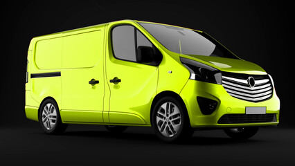 green van on black background front view