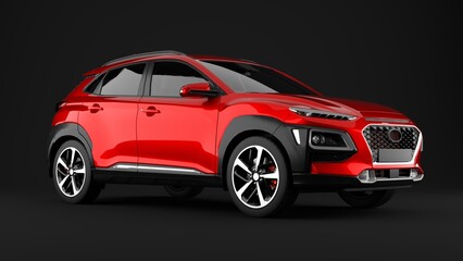 red suv car on black background side view