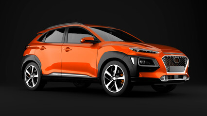 orange suv car on black background side view