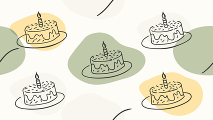 Watercolor seamless pattern, birthday gifts and bows, white background