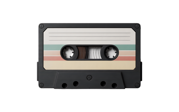 Vintage audio cassette tape with pastel stripes retro