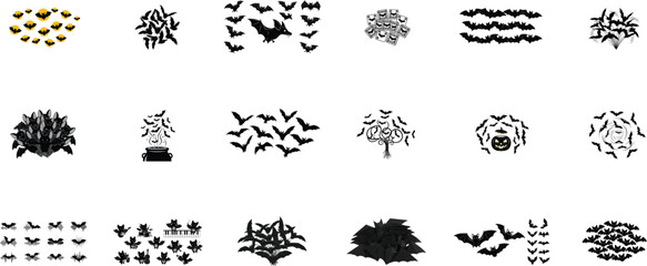 Flying bats and halloween motifs spooky night