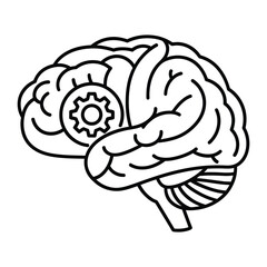 Stylized brain with gear represents thinking and innovation EPS icon symbol