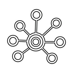 Radial network connection diagram with circles and lines EPS icon