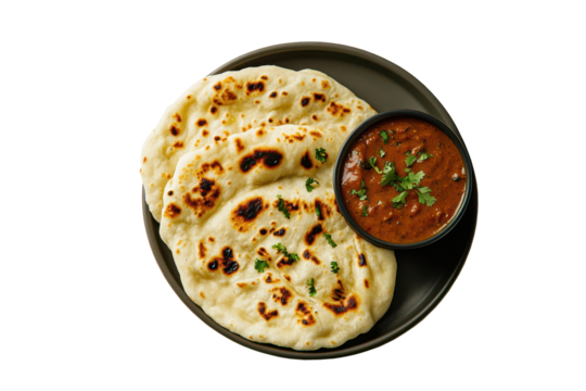 Soft Flat Naan Perfect for Any Meal, PNG, isolated on transparent background.