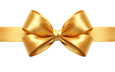 Golden satin ribbon bow with horizontal band silk
