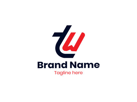 Creative TW letter logo design. Unique TW monogram logo Red and Black color. TW logo, WT logo, WT letter, WT letter design. 