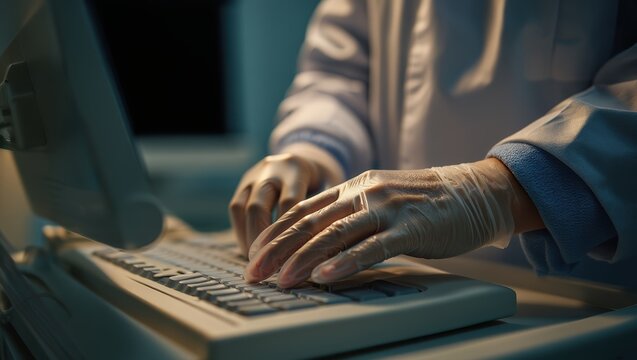 Nurse hands hover near a patient vitals monitor at the hospital bedside