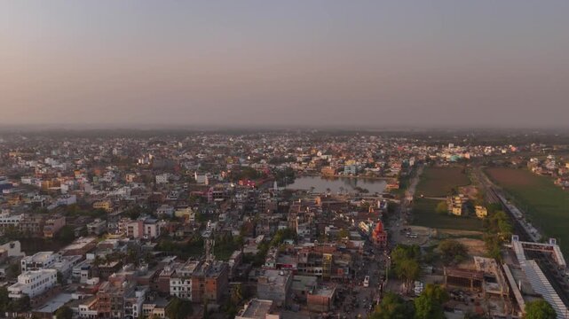 4K Drone Footage of Madhubani Town, Bihar | Aerial View of Cityscape, Roads, and Urban Landscape in Mithila Region, India