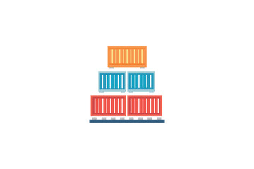 Colorful Stacked Shipping Containers Icon Representing Global Logistics Supply Chain and Freight Transportation